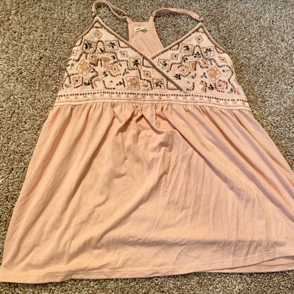 Hollister embellished pink babydoll top